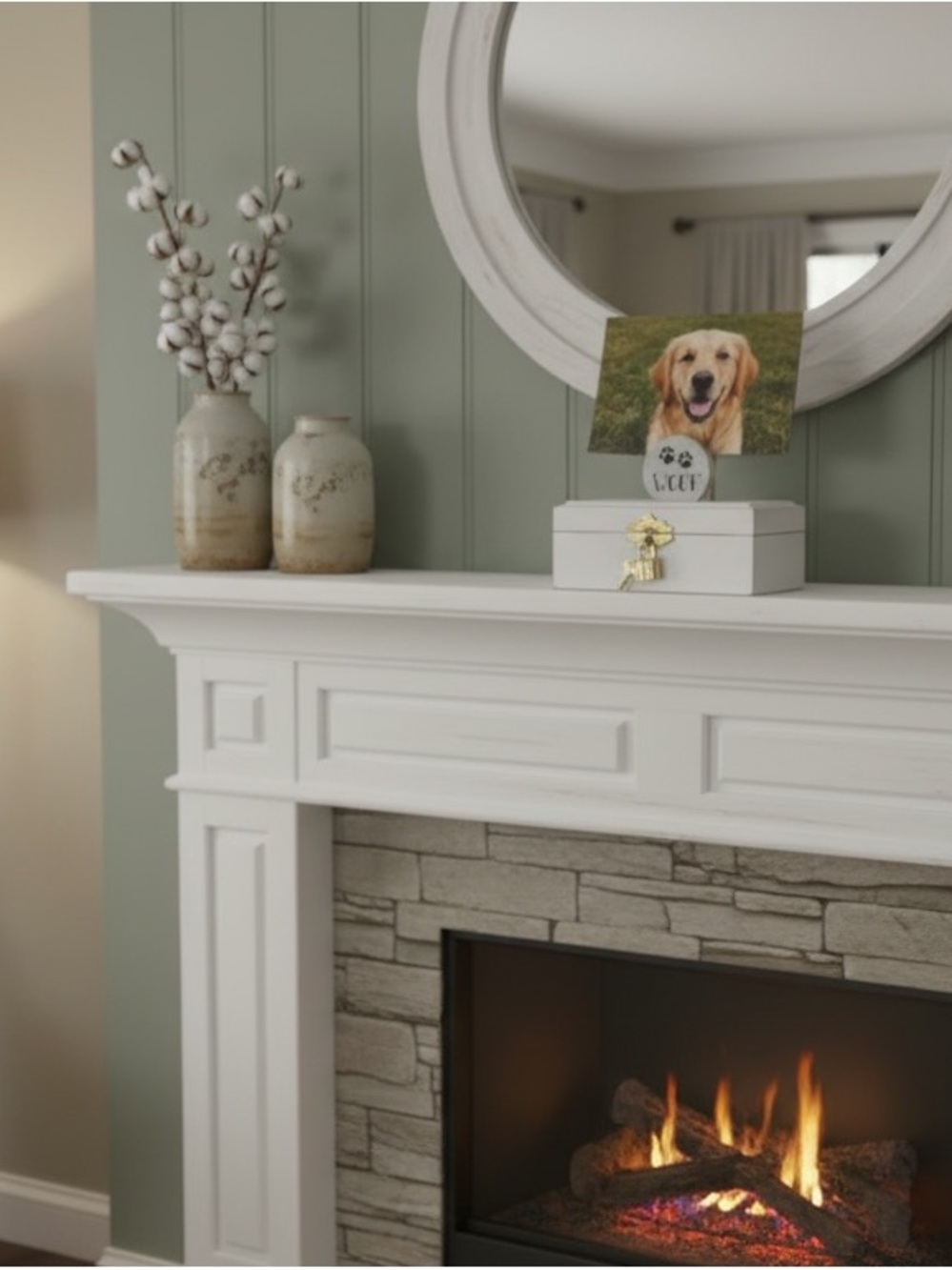 Wooden box pet Memorial with woof sign to display a photo.Unbranded